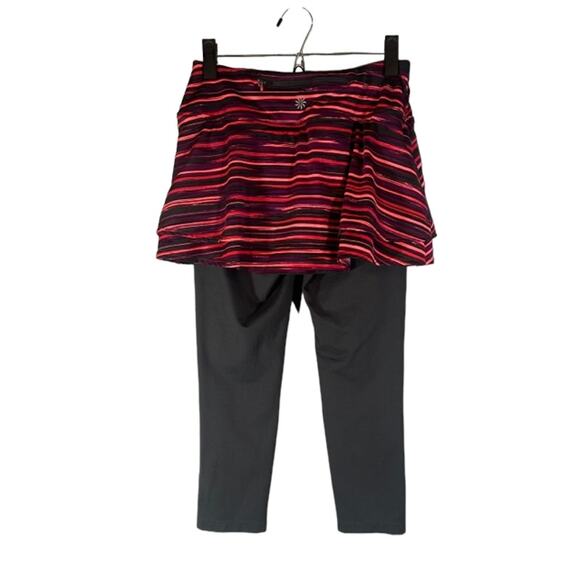 Athleta Painted Cuteness 2 in 1 Striped Skirted Capri Women Sz XS - Picture 2 of 12
